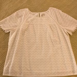 J. Crew White Eyelet Top XL